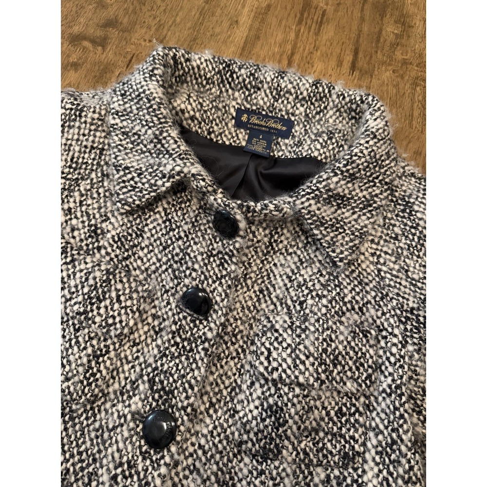 Brooks Brothers Tweed Wool Mohair Cropped Jacket Coat, Size 4